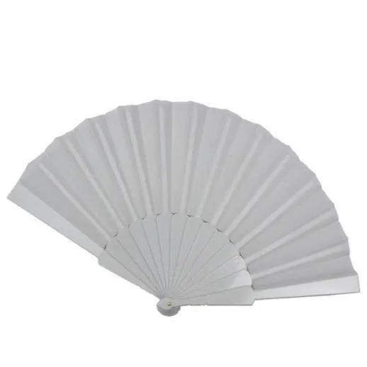 Fabric Folding Fan in White