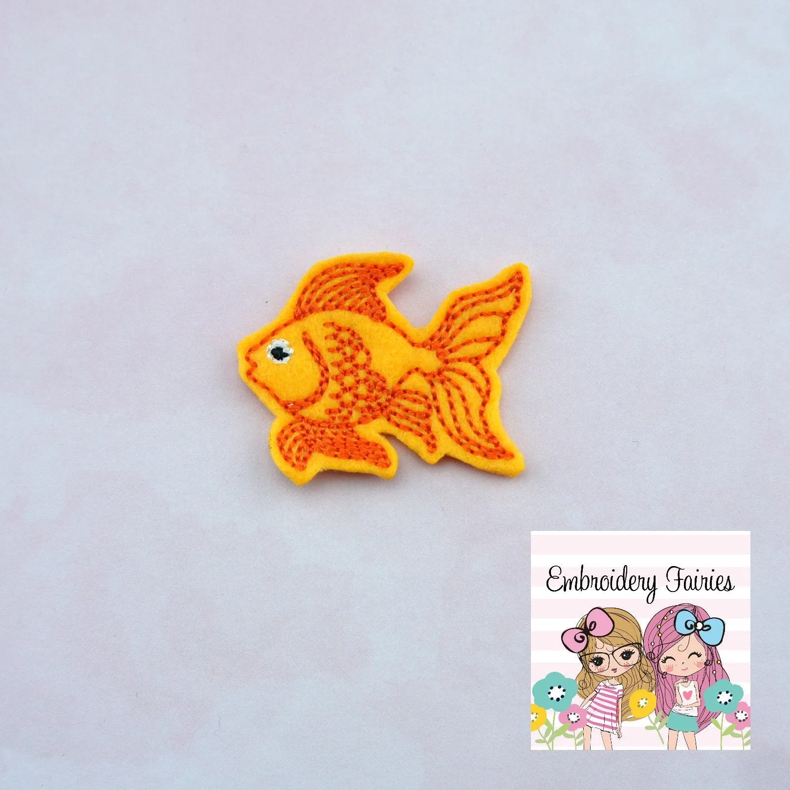 Fancy Goldfish Feltie Design - Fish Feltie Design  - Feltie File - Feltie Design - Machine Embroidery Design - Hair Clip Embroidery