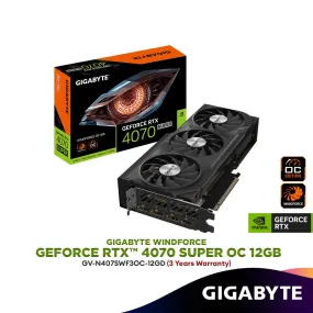 GIGABYTE GeForce RTX 4070 SUPER WINDFORCE OC 12GB GDDR6X Graphics Card | GV-N407SWF3OC-12GD