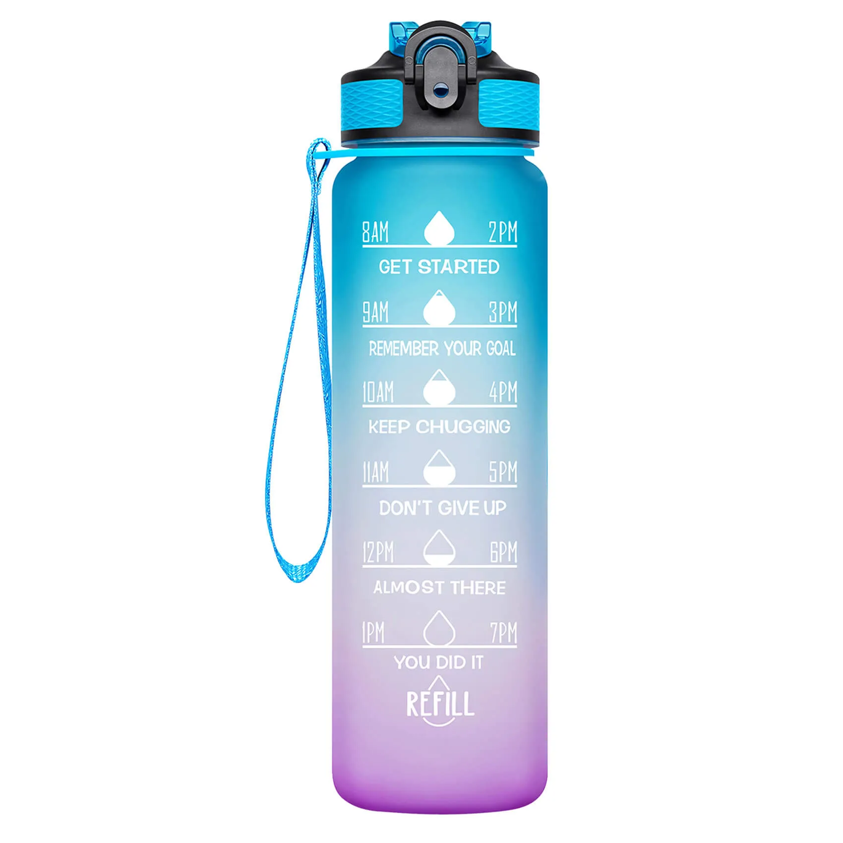 Giotto 32oz BPA Free Sports Water Bottle with Time Marker & Straw