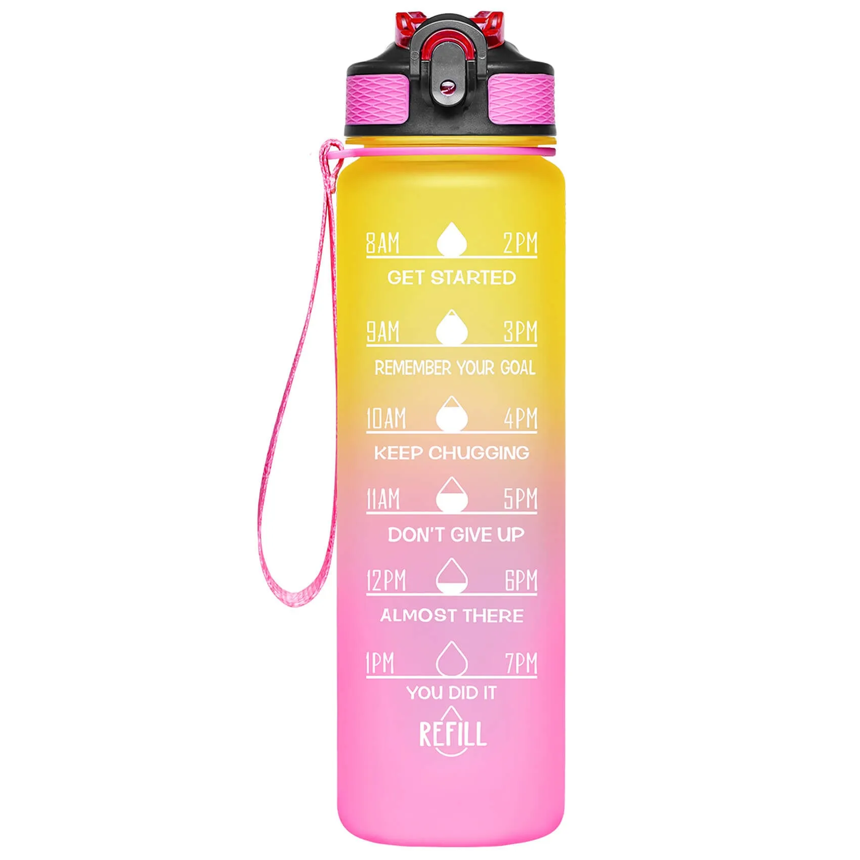 Giotto 32oz BPA Free Sports Water Bottle with Time Marker & Straw