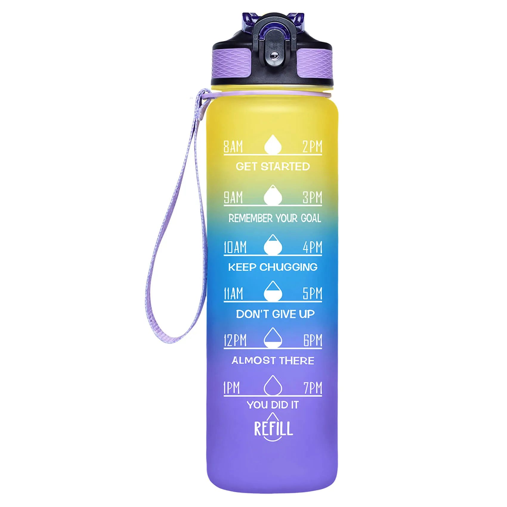 Giotto 32oz BPA Free Sports Water Bottle with Time Marker & Straw