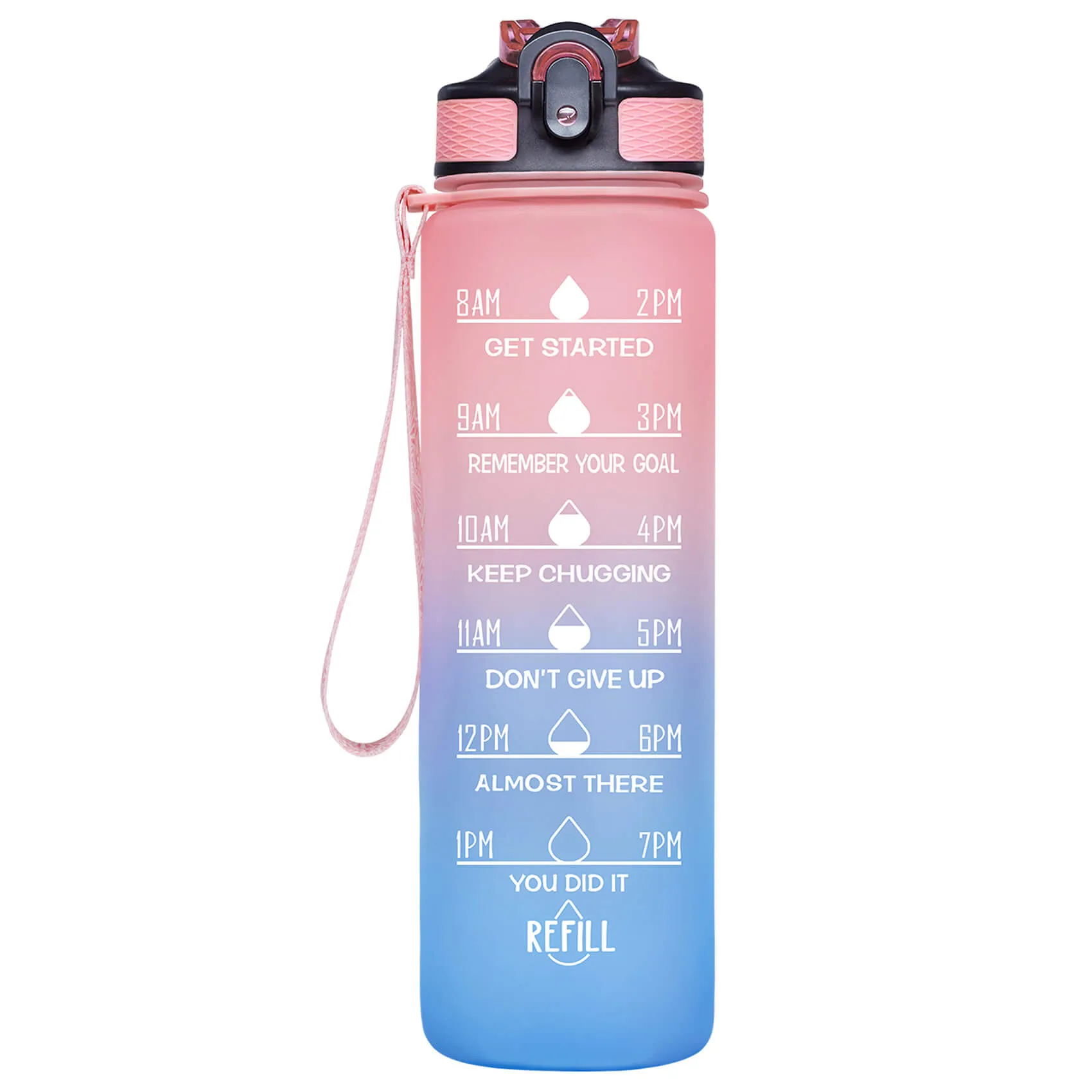 Giotto 32oz BPA Free Sports Water Bottle with Time Marker & Straw