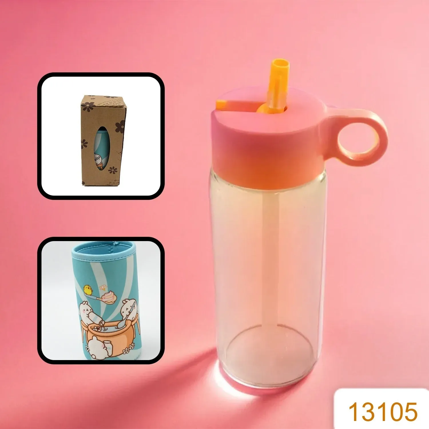 GLASS WATER BOTTLE WITH COVER (1 Pc)