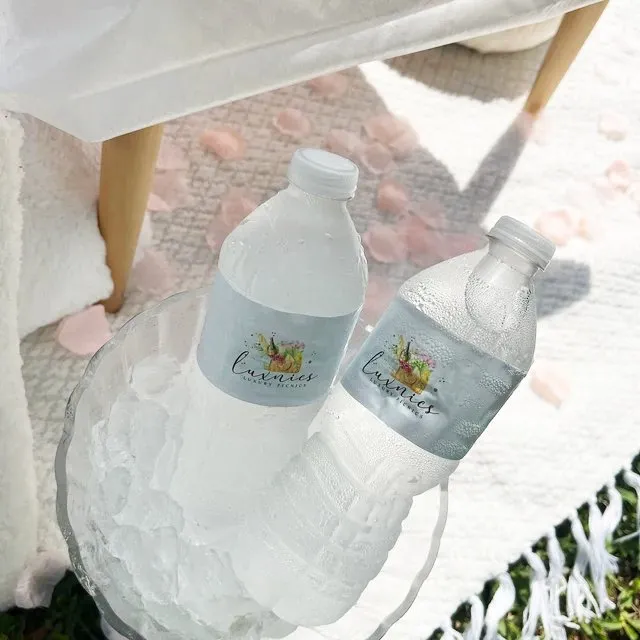 Graceful Mr Mrs Wedding Water Bottle Labels