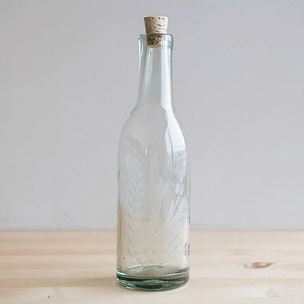 Handblown Etched Bottle