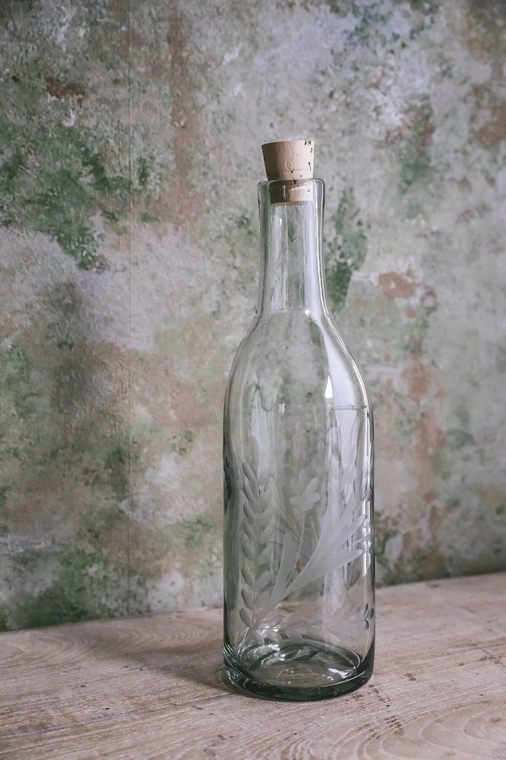 Handblown Etched Bottle