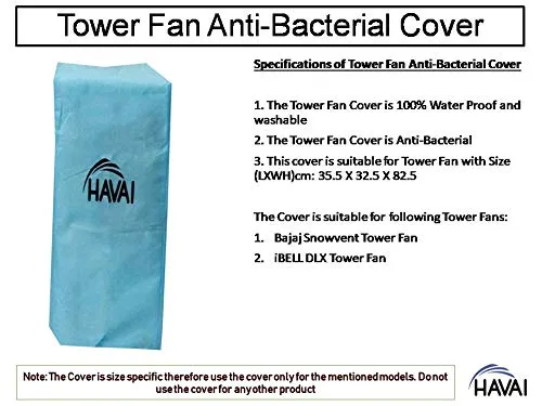 HAVAI Anti Bacterial Cover Suitable for iBELL Tower Fan - Water Resistant. Cover Size(LXBXH) cm:35.5 X 32.5 X 82.5