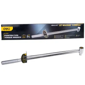 Homdum Pointer Type Torque Wrench Deli 1/2 inch Square Drive manual Torque Wrench 0 - 300 nm.