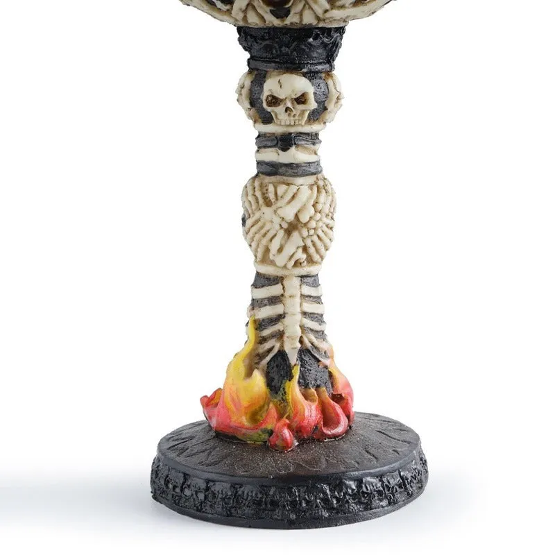 Horrible Skull on a Fire Wine Glass with Stainless Steel and Resin / Vintage Style Bar Drinkware