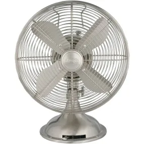 HUNTER 90400 12" Retro Personal Table Fan with Brushed Nickel Finish