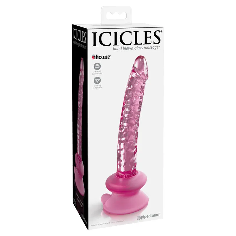 Icicles #86 - Pink 17 cm Glass Dong with Suction Base