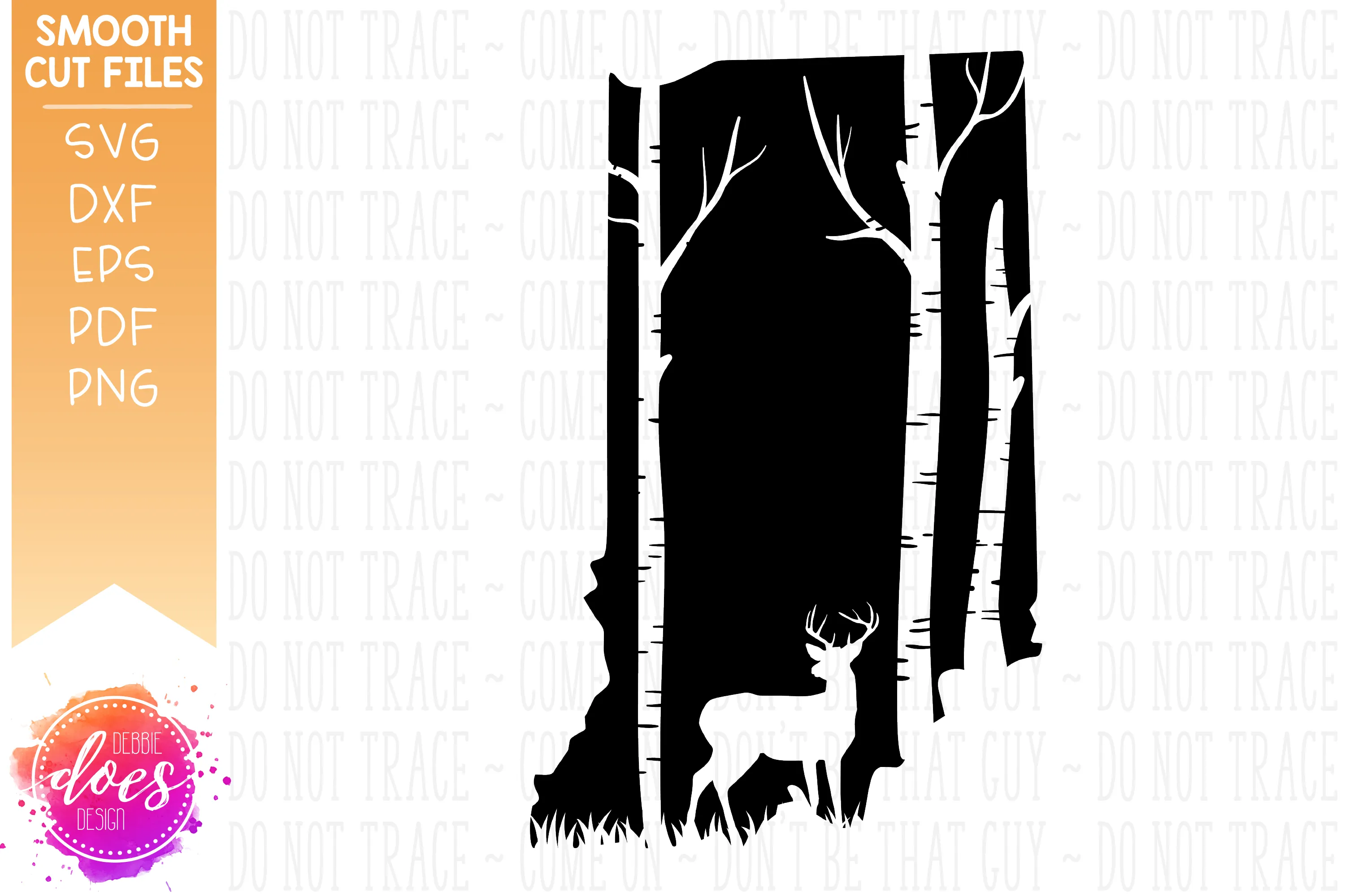 Indiana Deer & Trees Silhouette - SVG File