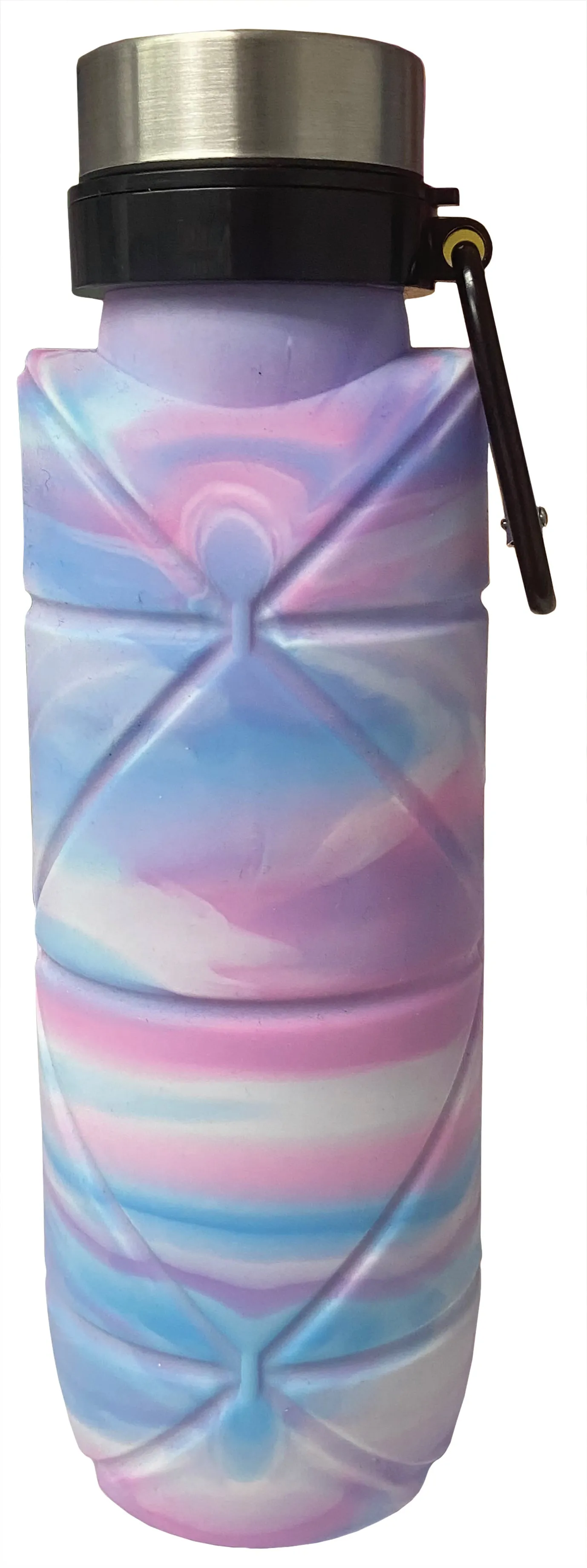 Iscream Silver Star Tie Dye Origami Silicone Collapsible Water Bottle