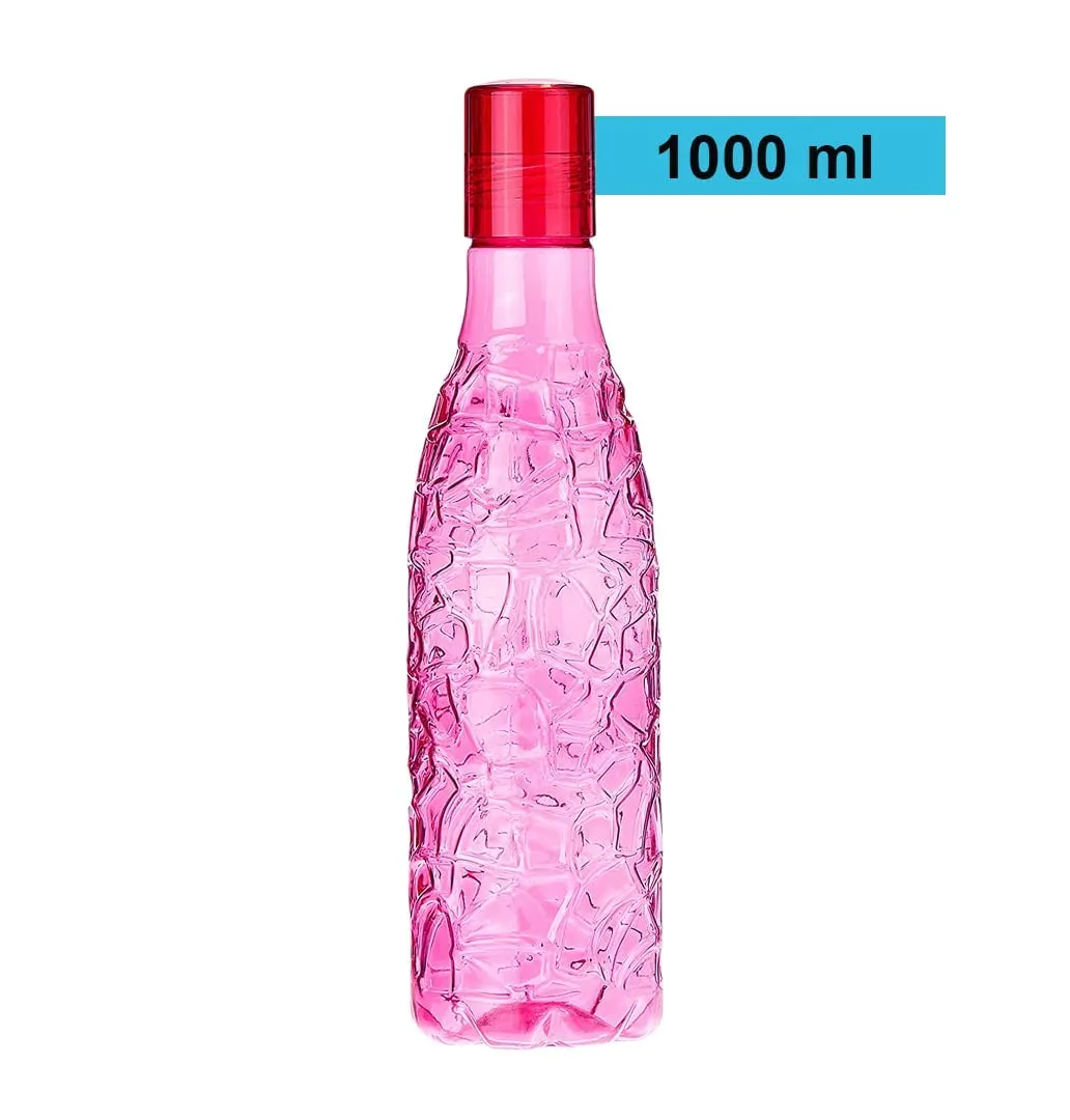 Kuber Industries Set of 6 Plastic Water Bottle | 1 Litre Round Plastic Water Bottle | Refrigerator Safe and BPA free PET Water Bottle |Perfect For School College Work Gym | Pack of 6 | Assorted