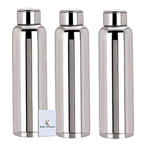 Kuber Industries Stainless Steel 3 Pcs Fridge Water Bottle/Refrigerator Bottle/Thunder(1000 ML)-CTKTC6003