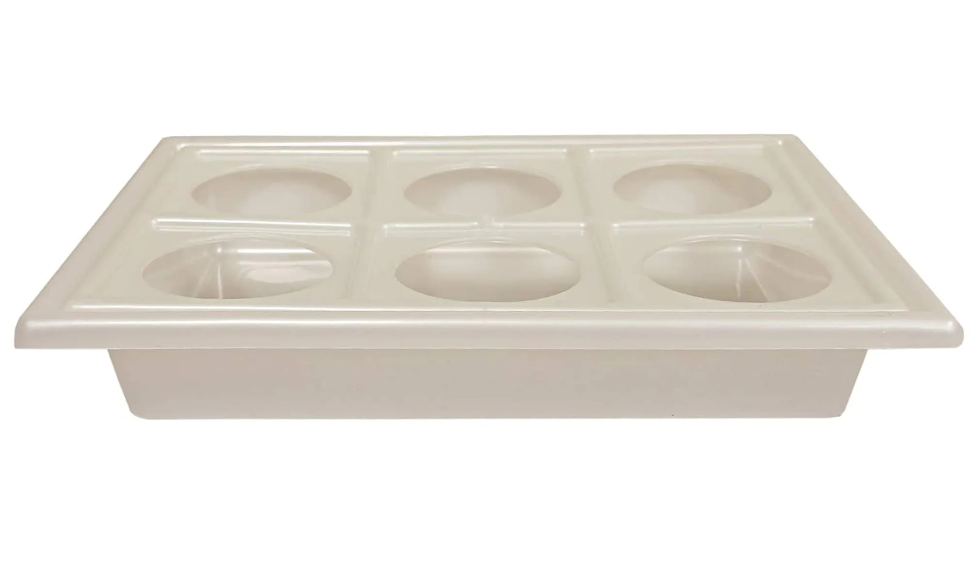 Kuber Industries Tray with Cutout Handles, Cup Display for Kitchenware, Plastic Glass Holder, One Size, 6 Slots (White)