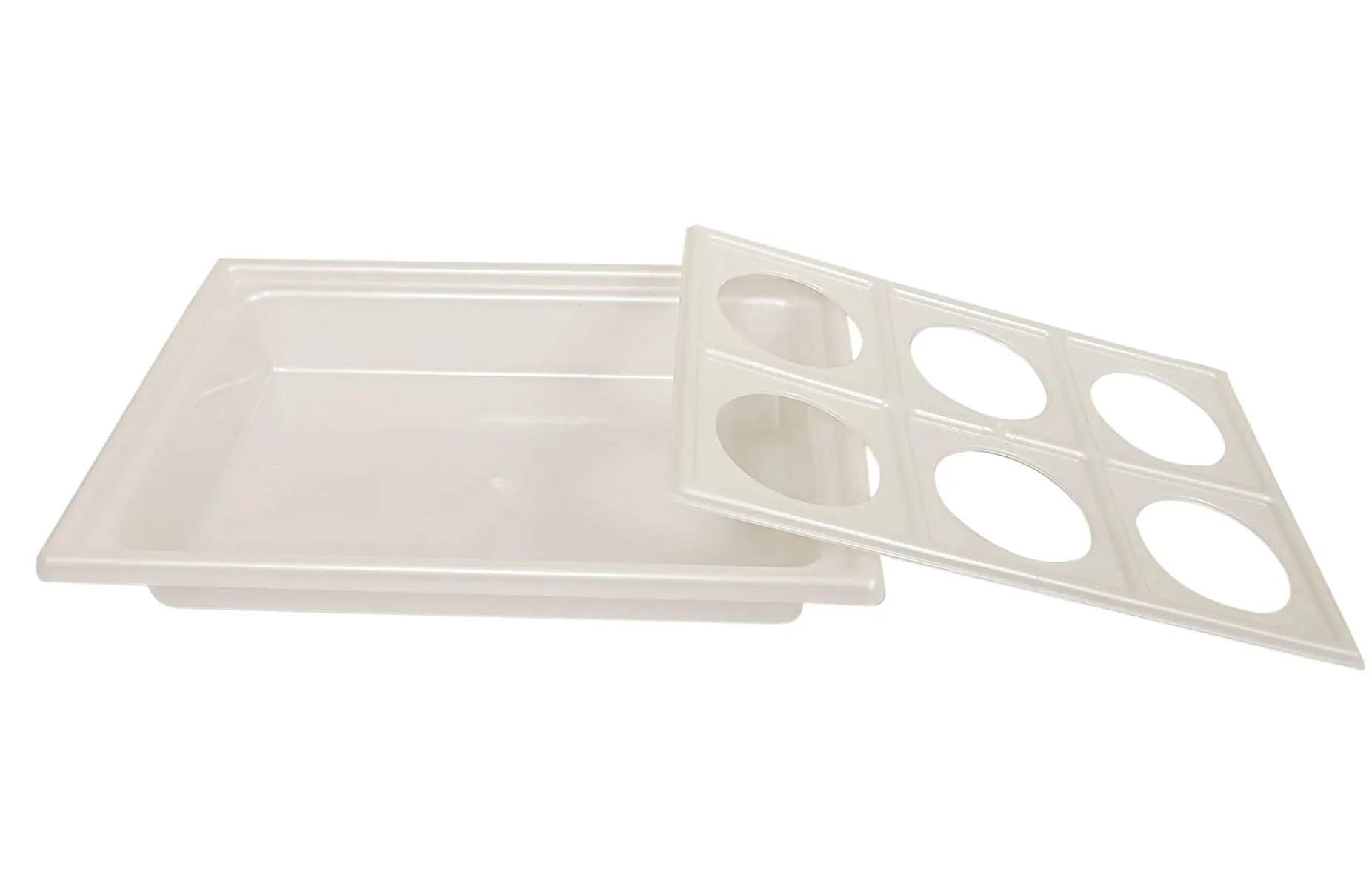 Kuber Industries Tray with Cutout Handles, Cup Display for Kitchenware, Plastic Glass Holder, One Size, 6 Slots (White)