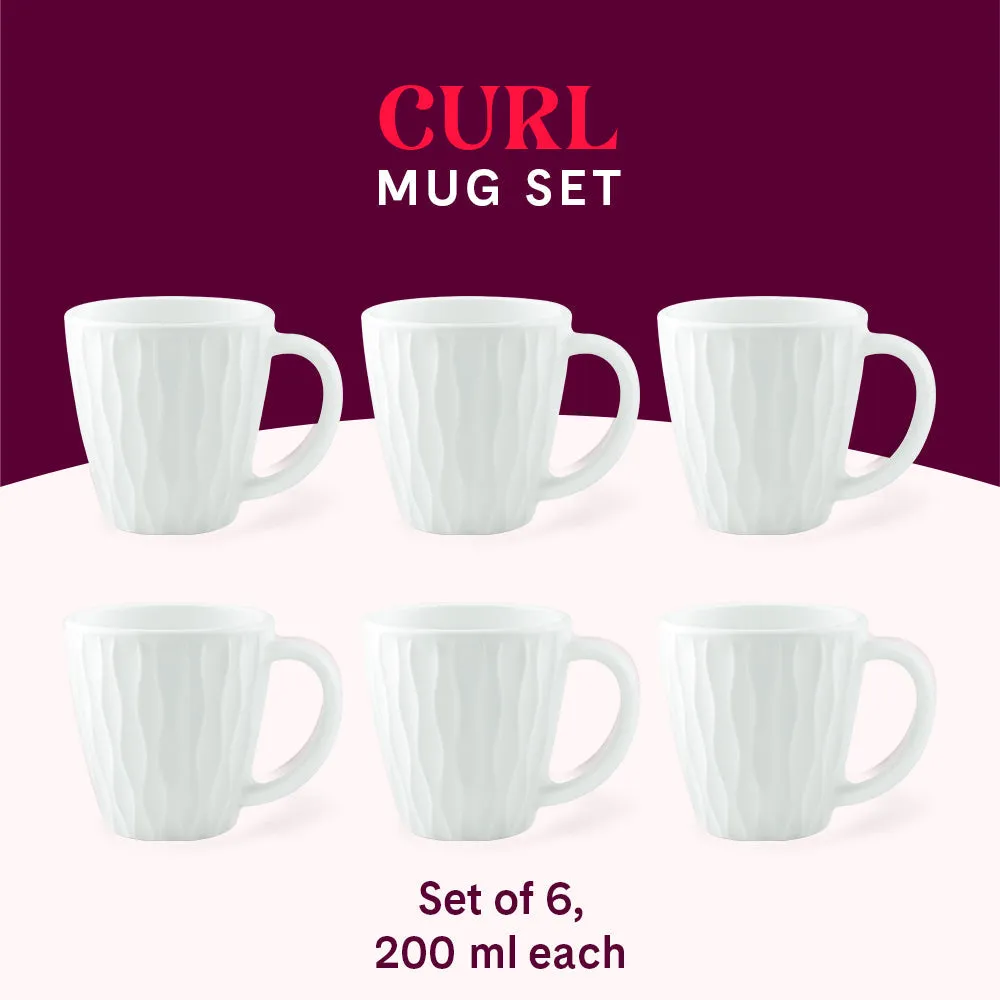 Larah By Borosil Curl Cup Set, White