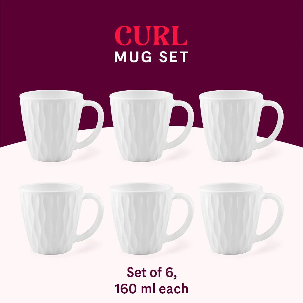 Larah By Borosil Curl Cup Set, White