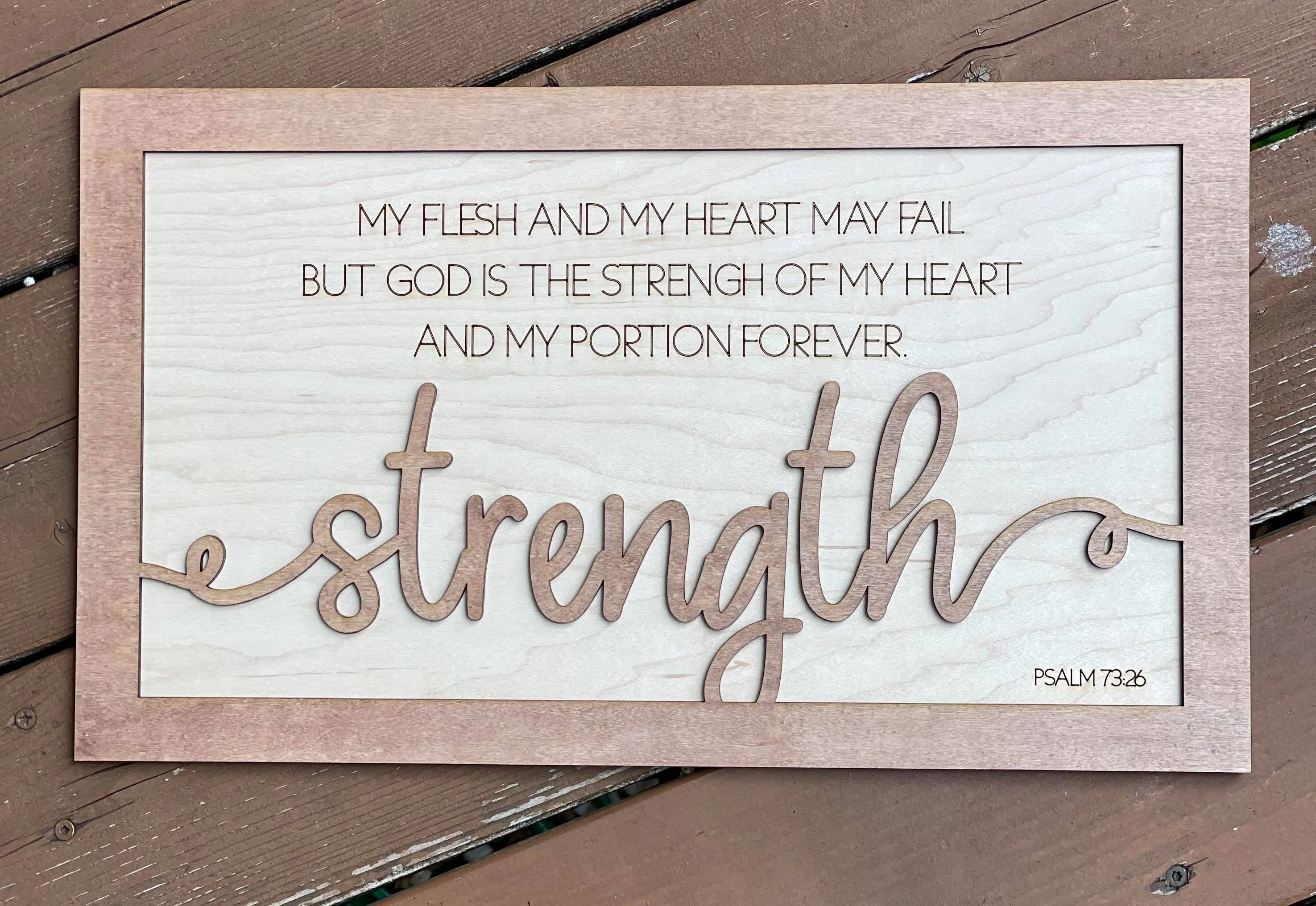 Layered Quotes: Psalm 73:26 God is the Strength of My Heart SVG Laser Ready File