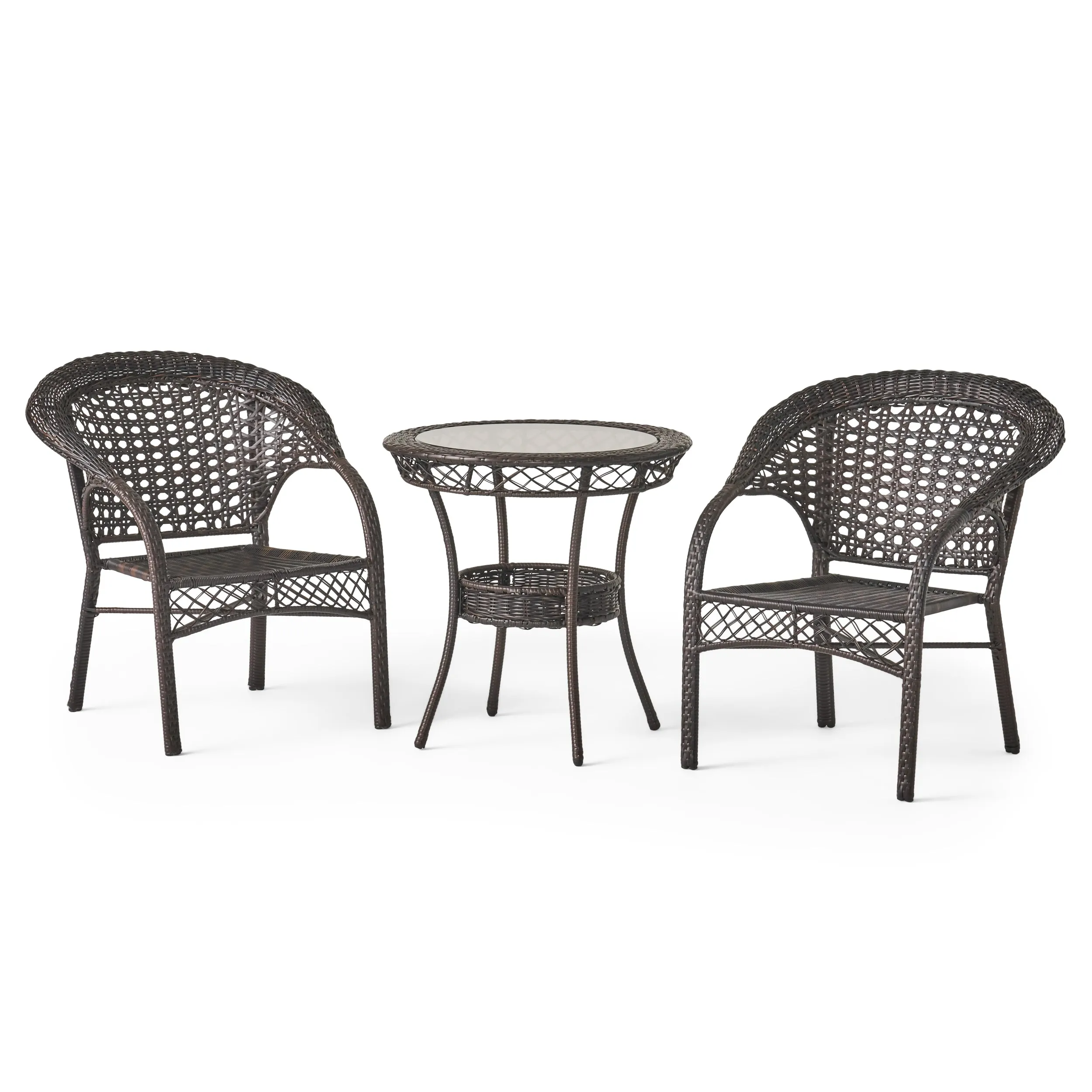 Malibu Brown 3pc Wicker Bistro Set