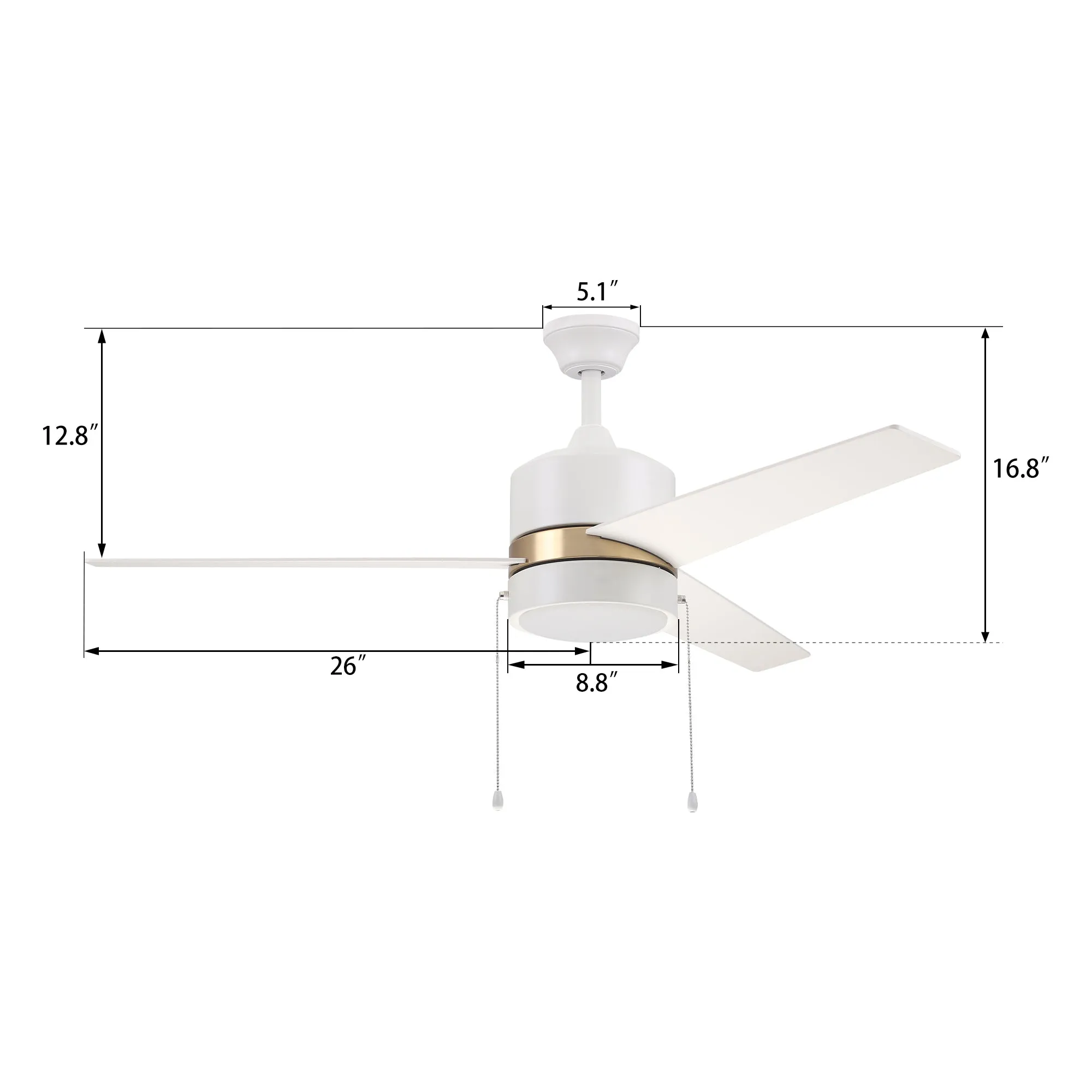 Marais Ceiling Fan with LED Light and Pull Chain 52 Inch