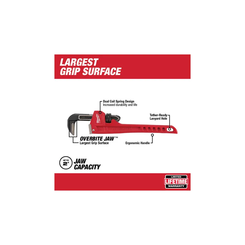 Milwaukee 2 in. Pipe Wrench 14 in. L Black/Red