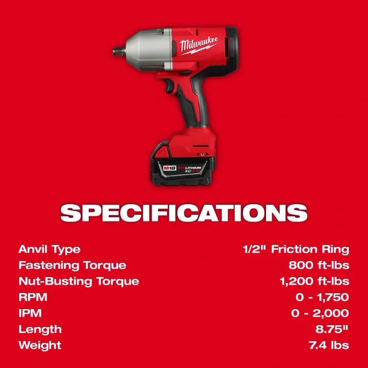 Milwaukee 2666-21B M18™ Brushless 1/2" High Torque Impact Wrench w/ Friction Ring Kit