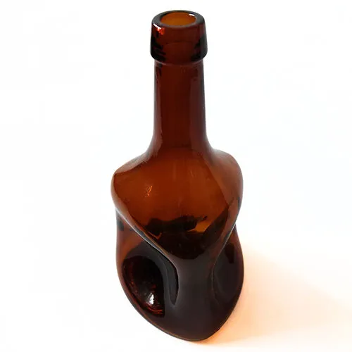 Mobler Vintage brown glass bottle unique design from Sweden early 1900s