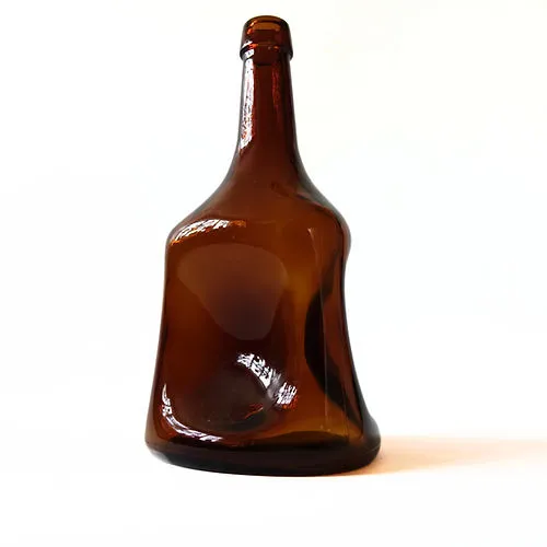 Mobler Vintage brown glass bottle unique design from Sweden early 1900s