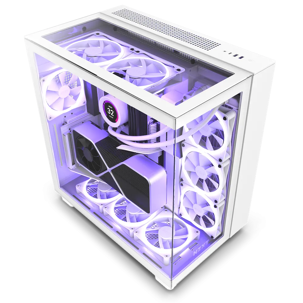 【NZXT 2024 聖誕跨年優惠】NZXT H9 ELITE Matte White 啞光白色 ARGB Tempered Glass ATX Case CM-H91EW-01