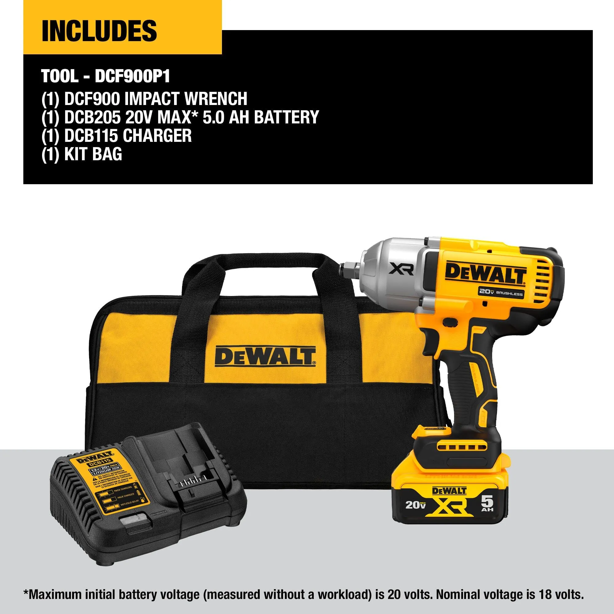 Open Box -  DEWALT 20V MAX* XR 1/2" High Torque Impact Wrench with Hog Ring Anvil