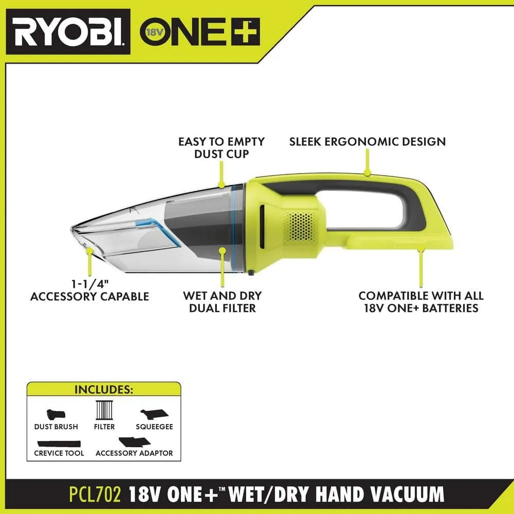 Open Box - RYOBI 18V ONE  Cordless Wet/Dry Hand Vacuum (Tool Only)