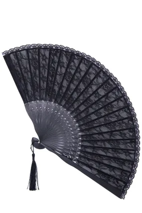 Oxana Black Lace Folding Fan by Banned Apparel