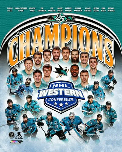 San Jose Sharks 2016 Western Conference Champions 12-Player Commemorative Premium Poster - Photofile