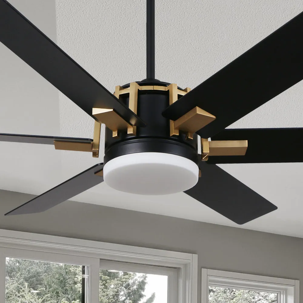 Sennin Modern Ceiling Fan with LED Light and Remote control 52 inch