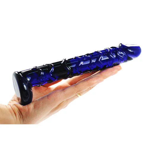 Sinful Icy Twist Glass Dildo Blue