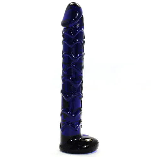 Sinful Icy Twist Glass Dildo Blue