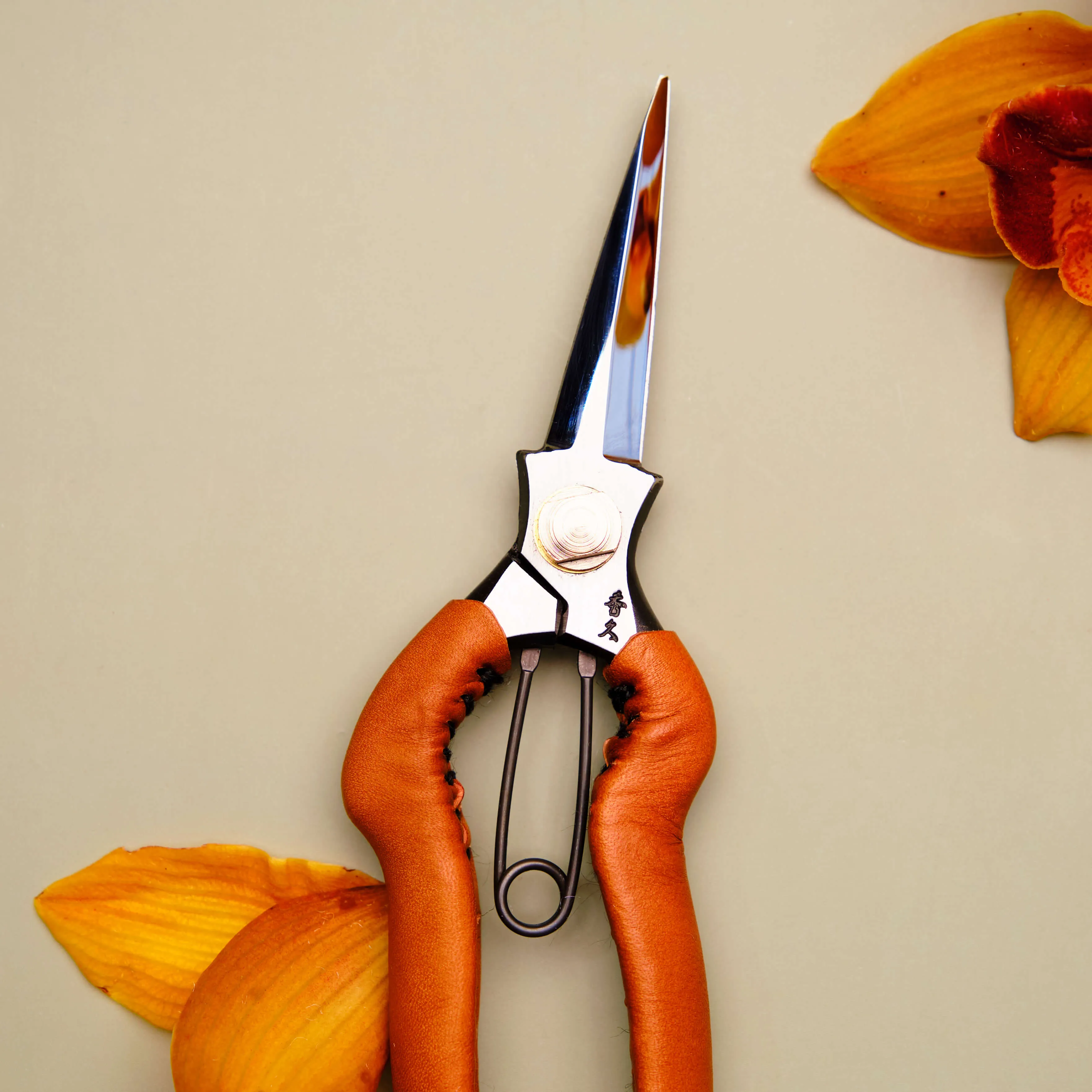 Tan Leather Curved Handled Snips - 190mm