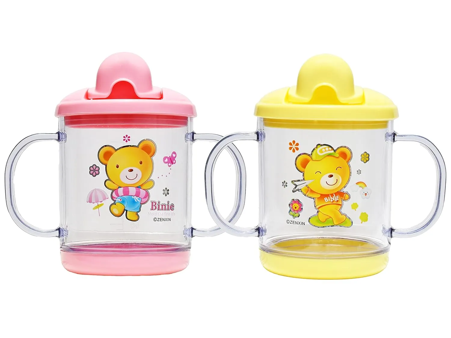 THE LITTLE LOOKERS Premium Quality Bpa Free Unbreakable Sippy Cup (Sipper Mugs for Kids/Children/Babies/Infants) Spout Infant PP/Glass Look Water/Juice Training Sipper Cup with Handles-200ml (Pack of 2)