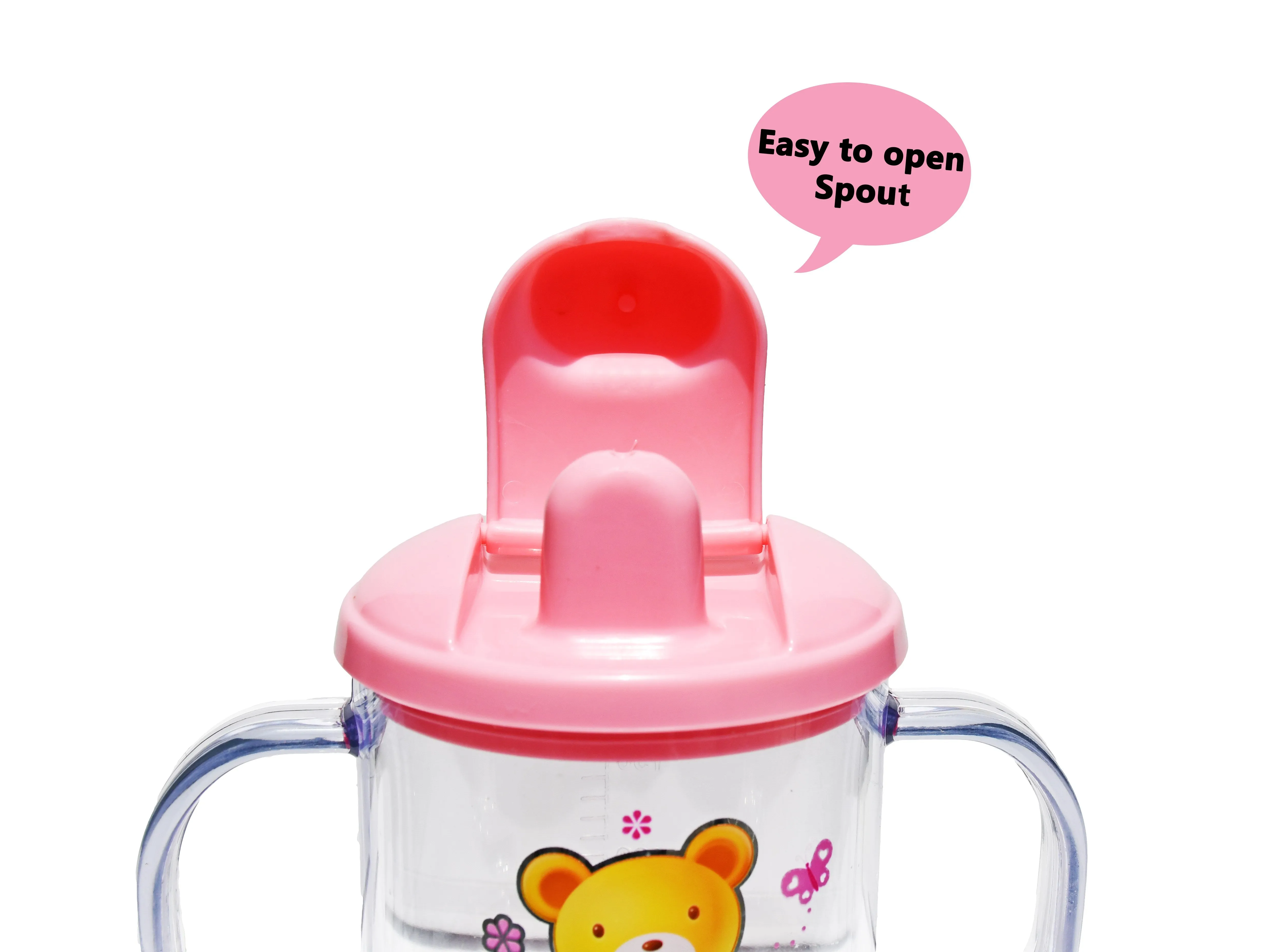 THE LITTLE LOOKERS Premium Quality Bpa Free Unbreakable Sippy Cup (Sipper Mugs for Kids/Children/Babies/Infants) Spout Infant PP/Glass Look Water/Juice Training Sipper Cup with Handles-200ml (Pack of 2)