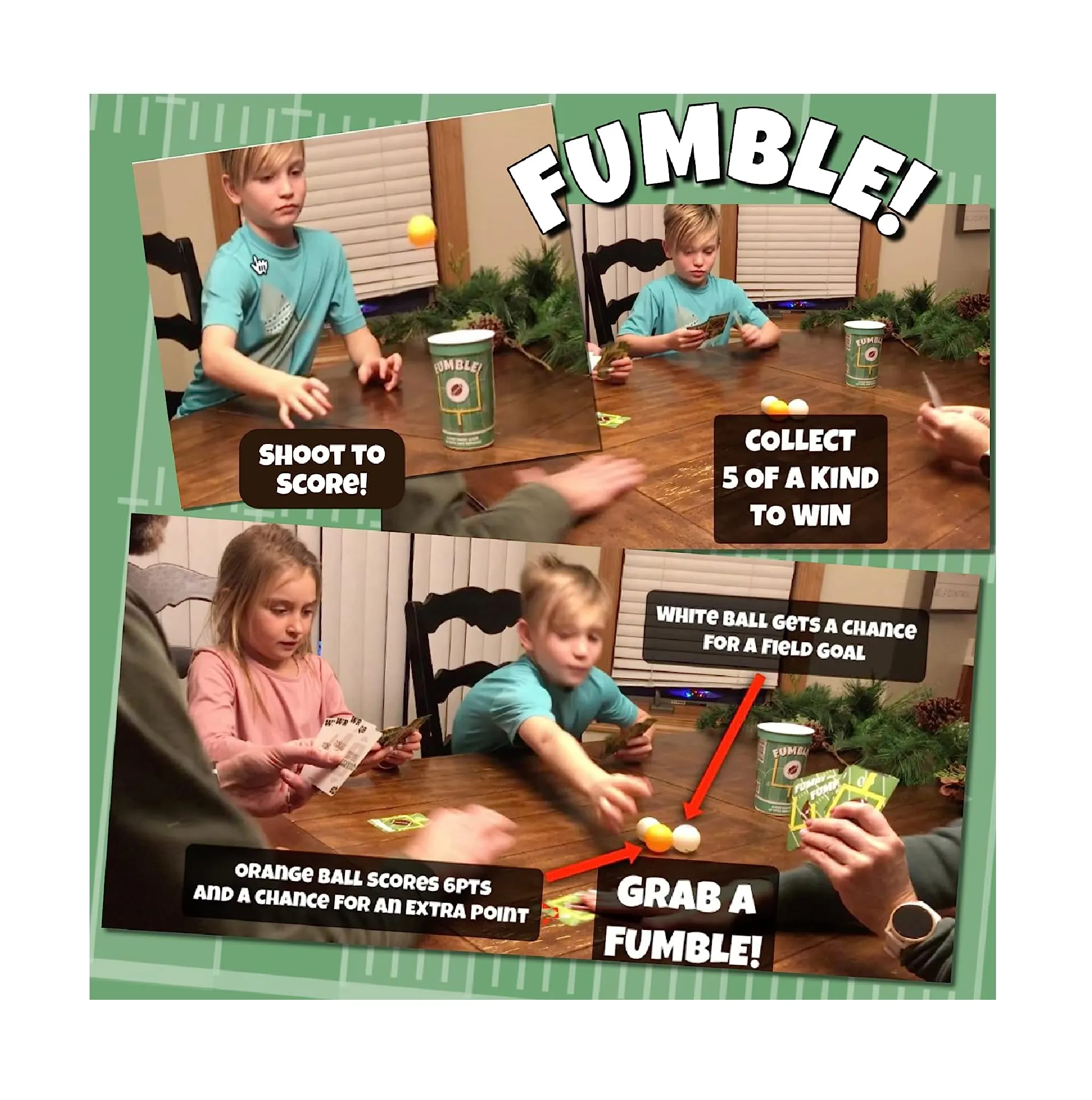 ThunderMouse Games Fumble Football Card and Pong Game for Adults and Kids 6