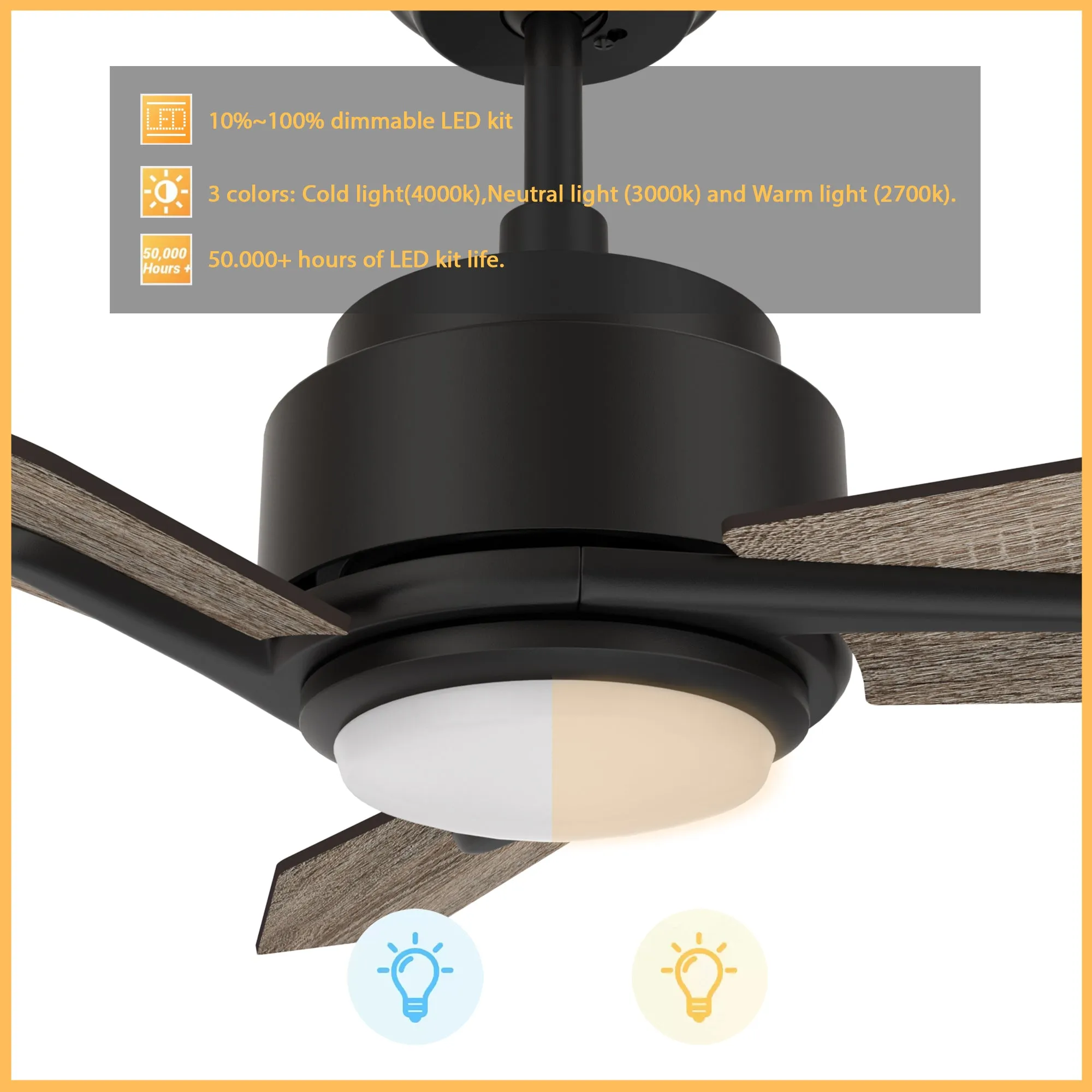 Tilbury Smart Outdoor Ceiling Fan with Dimmable LED Light Remote 48"