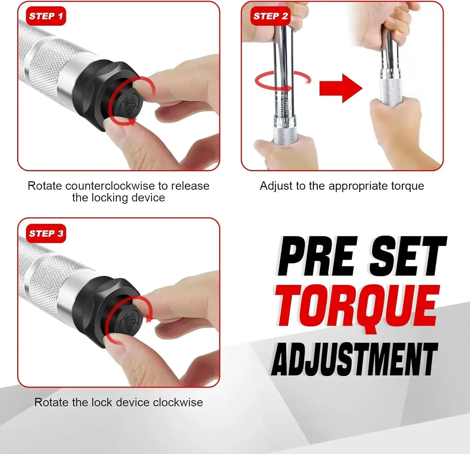 Torque Wrench Set 1/2inch Drive (28-210Nm) for Wheel Nuts, Bolts   17/19/21mm Sockets & Case