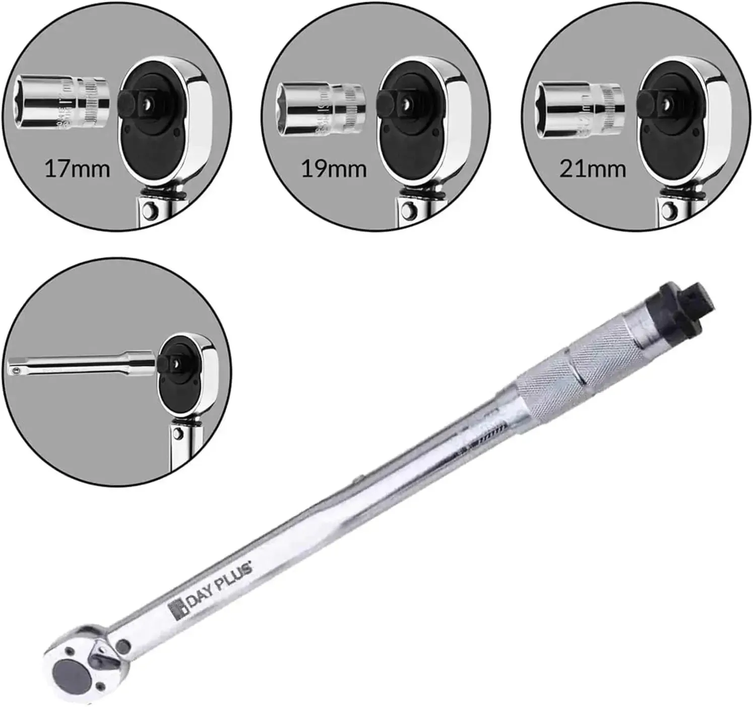 Torque Wrench Set 1/2inch Drive (28-210Nm) for Wheel Nuts, Bolts   17/19/21mm Sockets & Case