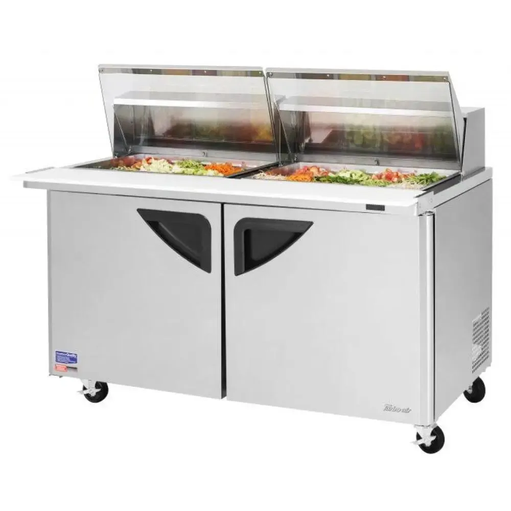 Turbo Air TST-60SD-24-N-CL 60-1/4" 2 Section Super Deluxe Sandwich/Salad Mega Top Unit, 19 cu. Ft., 115/60/1