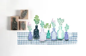 Vintage Style Glass Bottle Rubber Stamps