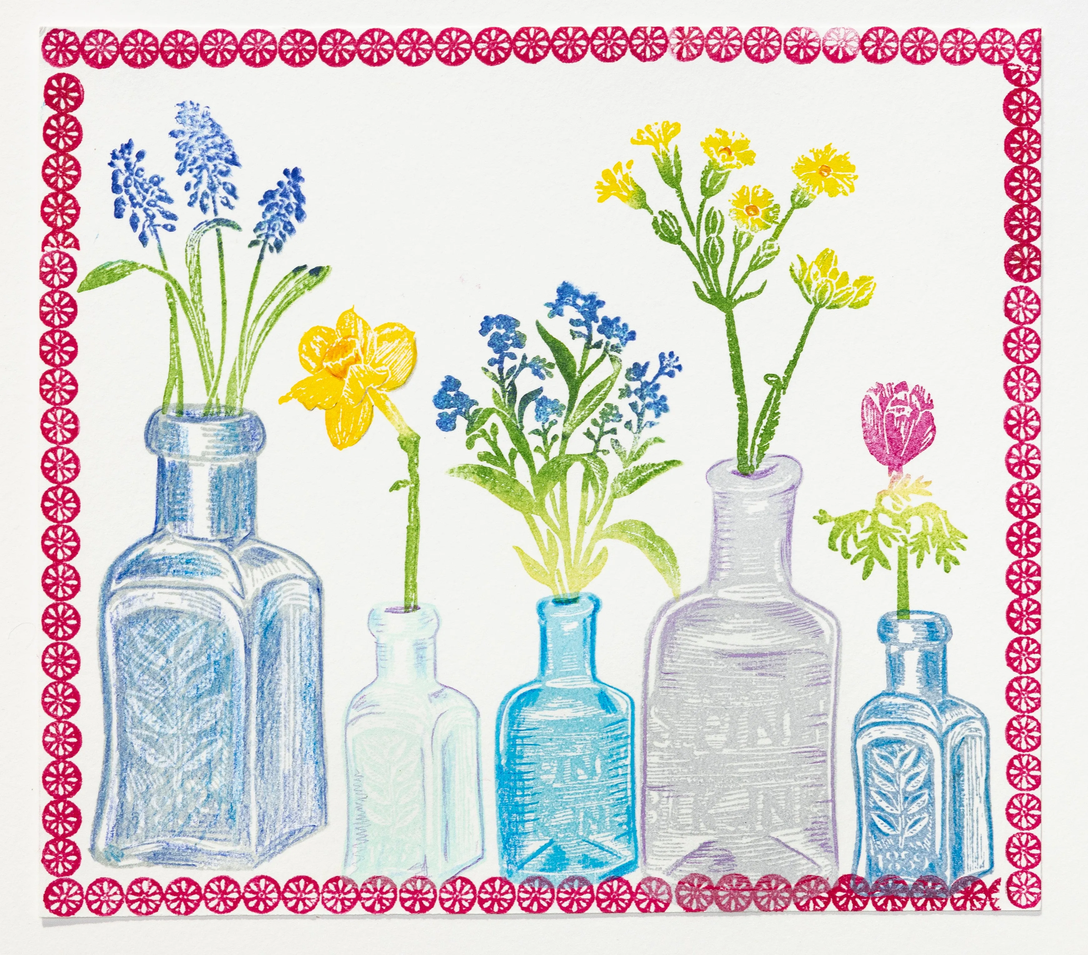 Vintage Style Glass Bottle Rubber Stamps