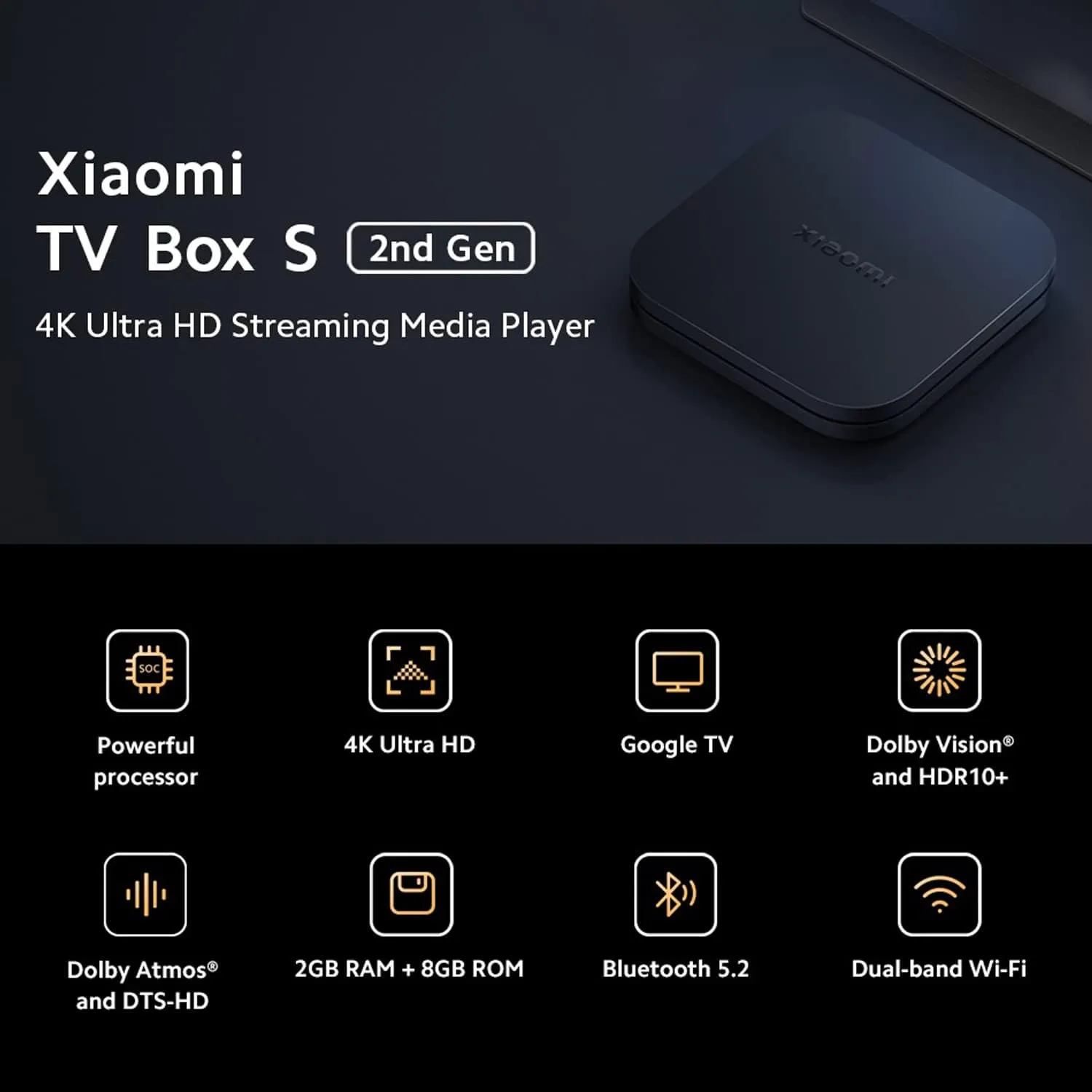 Xiaomi TV Box S (2nd Gen) 4K Ultra HD Streaming Media Player | HDR10  | Google TV